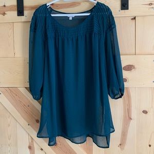 Lauren Conrad Hunter Green Peasant Blouse Size 2x